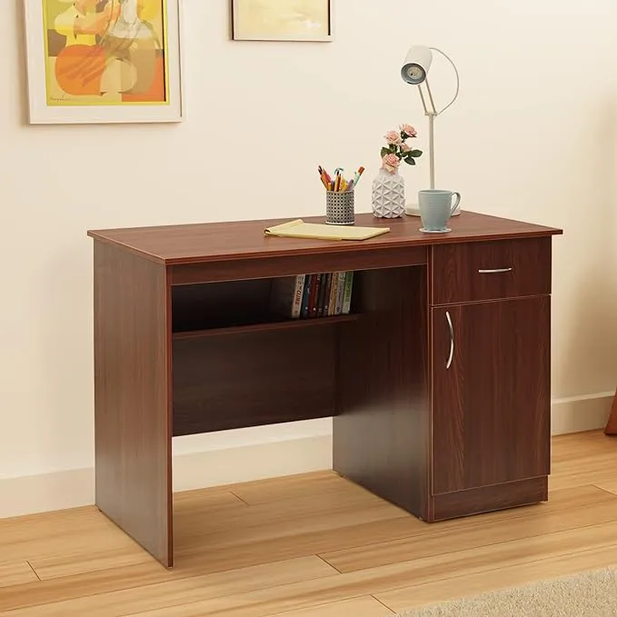 Green Soul Venue Engineered Wood Study Table (Rolex Brown) | Computer Desk, Office Table for Students, Adults, Professionals | 1 Drawer, 1 Shelf & 1 Cabinet | Warranty Protected