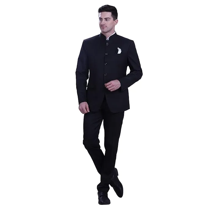 Razab Enterprises (SAAYA) 2 Piece 5 Button Bandgala/Jodhpuri Suit Casual, Formal for Men's Available in 6 Size (Blazer with Trouser)