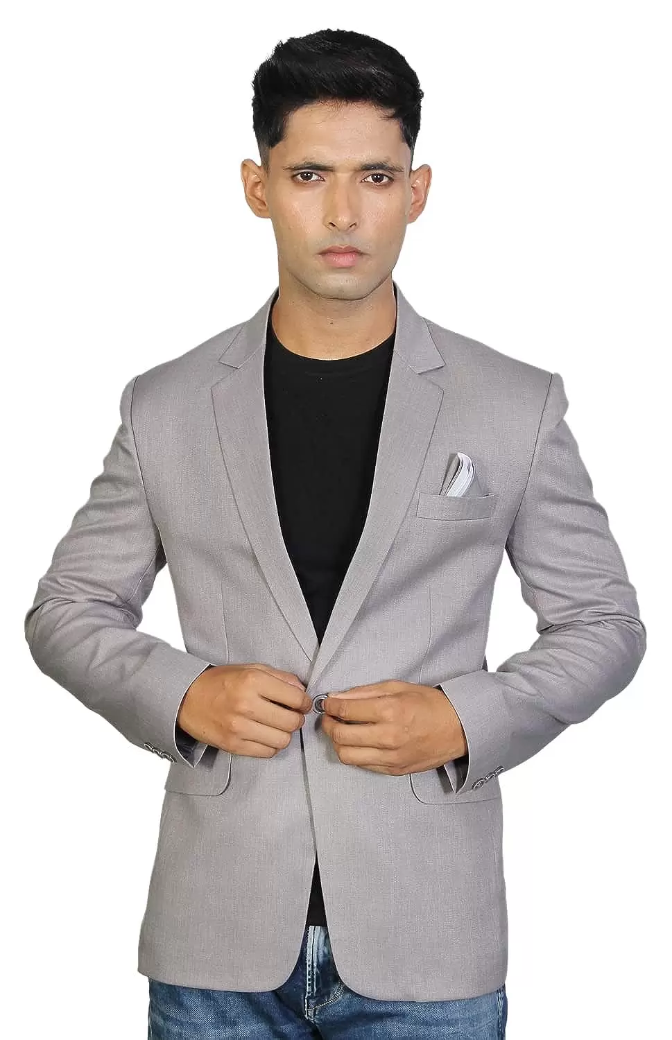 MINAAR CREATIONS Men's Casual Slim One Button Solid Blazer