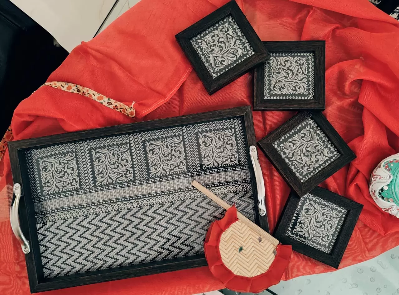 Bottle green banarasi silk with intricate silver thread work